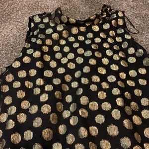 Elle black mini dress with gold polka dots